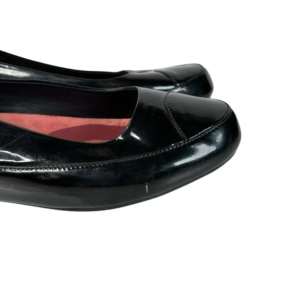 FitFlop Womens Due Patent Ballet Flats Black Leather Platform Comfort Size 11